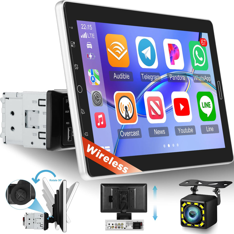 EKAT 10.1-inch car stereo with wireless CarPlay for hands-free driving and navigation.