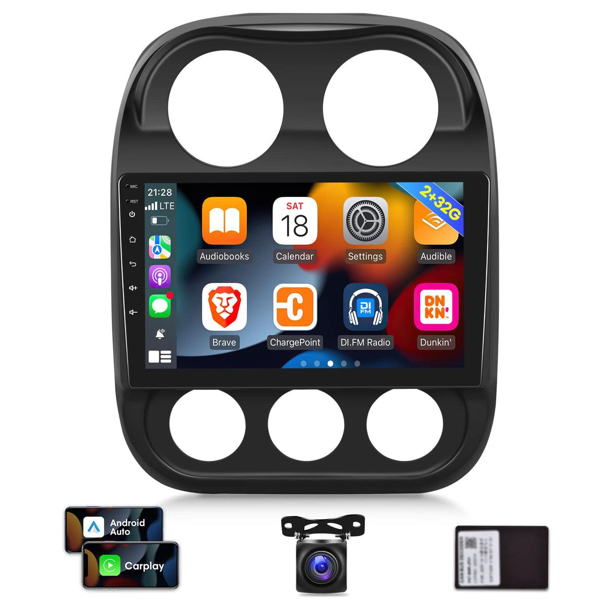 EKAT 10-inch Android 11 car radio for Jeep Compass Patriot with crisp navigation display