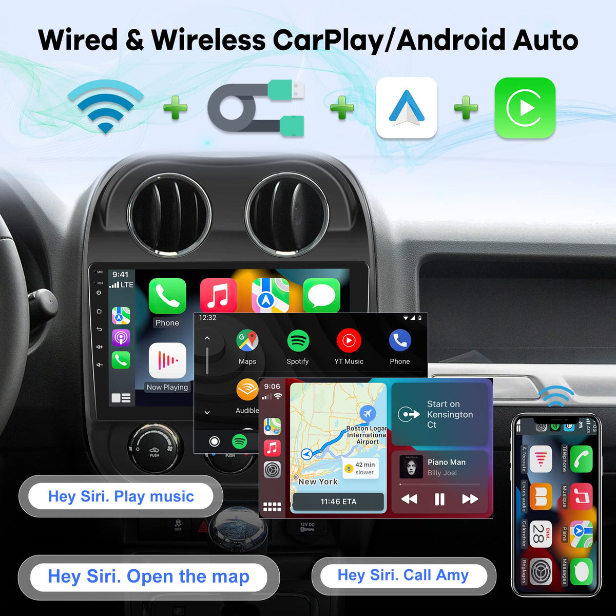 EKAT Jeep Compass Patriot radio wifi gps enables online maps and quick routing