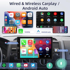EKAT vertical car stereo installed in dashboard with intuitive touch controls