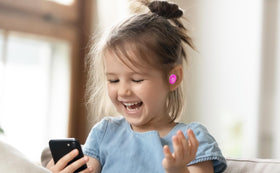 eKids Barbie earbuds ergonomic design for comfortable hours of listening at school or home.