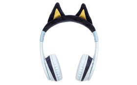 eKids Bluey child wearing headphones, comfortable fit for travel or school