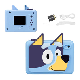 ekids Bluey kids camera front view shows compact design for little hands.