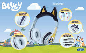 eKids Bluey side folded view, compact fold-flat design for easy storage