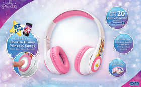 eKids Disney Princess worn by child on travel chair showing microphone use and benefit clear calls