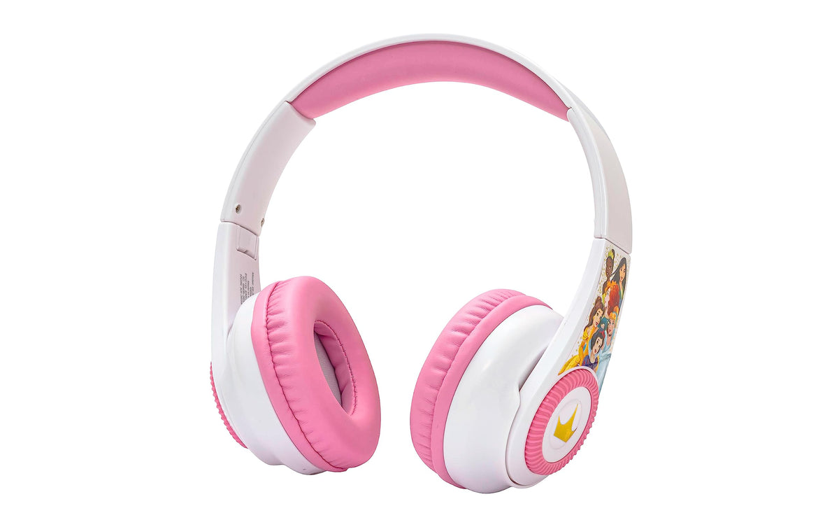 eKids Disney Princess side profile highlighting adjustable headband and benefit comfortable fit