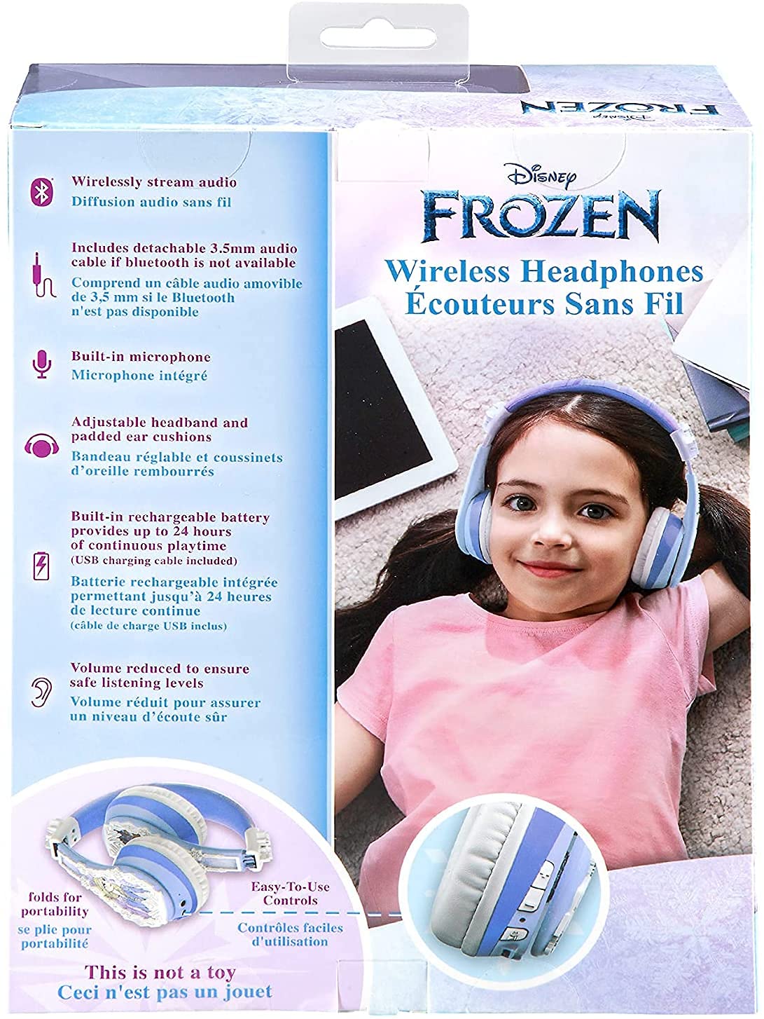 control buttons and microphone on eKids Disney Frozen headphones for easy call handling
