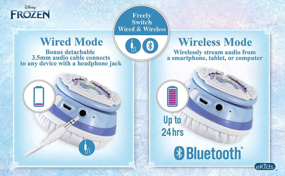 Child wearing eKids Frozen 2 headphones enjoying media with comfortable fit