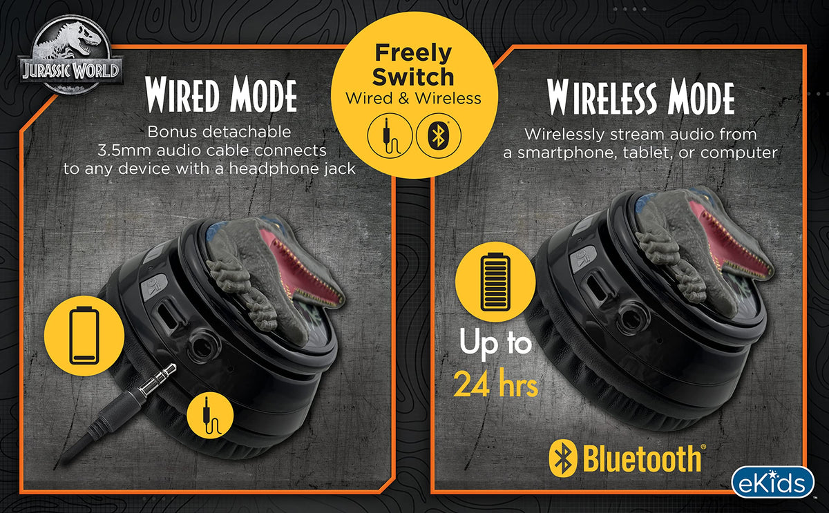 eKids Jurassic World close-up of soft ear cushions for comfortable all-day wear