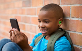 ekids Minecraft earbuds side view highlights ergonomic design for all-day comfort