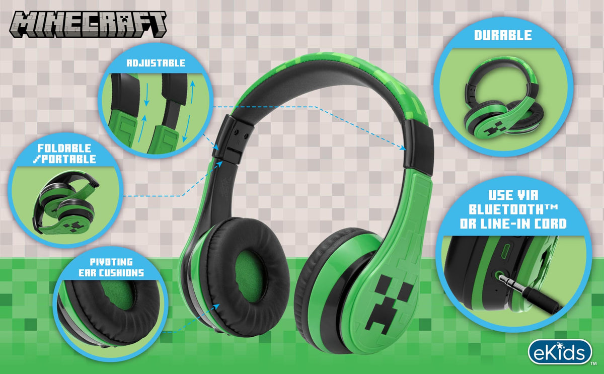 eKids headphones folded compact to show portability and travel convenience