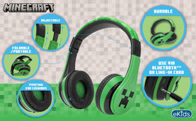 eKids headphones folded compact to show portability and travel convenience