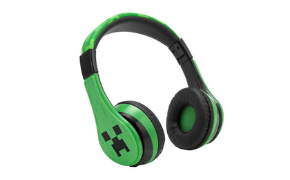 eKids headphones front view with Minecraft art showing safe kid-friendly design