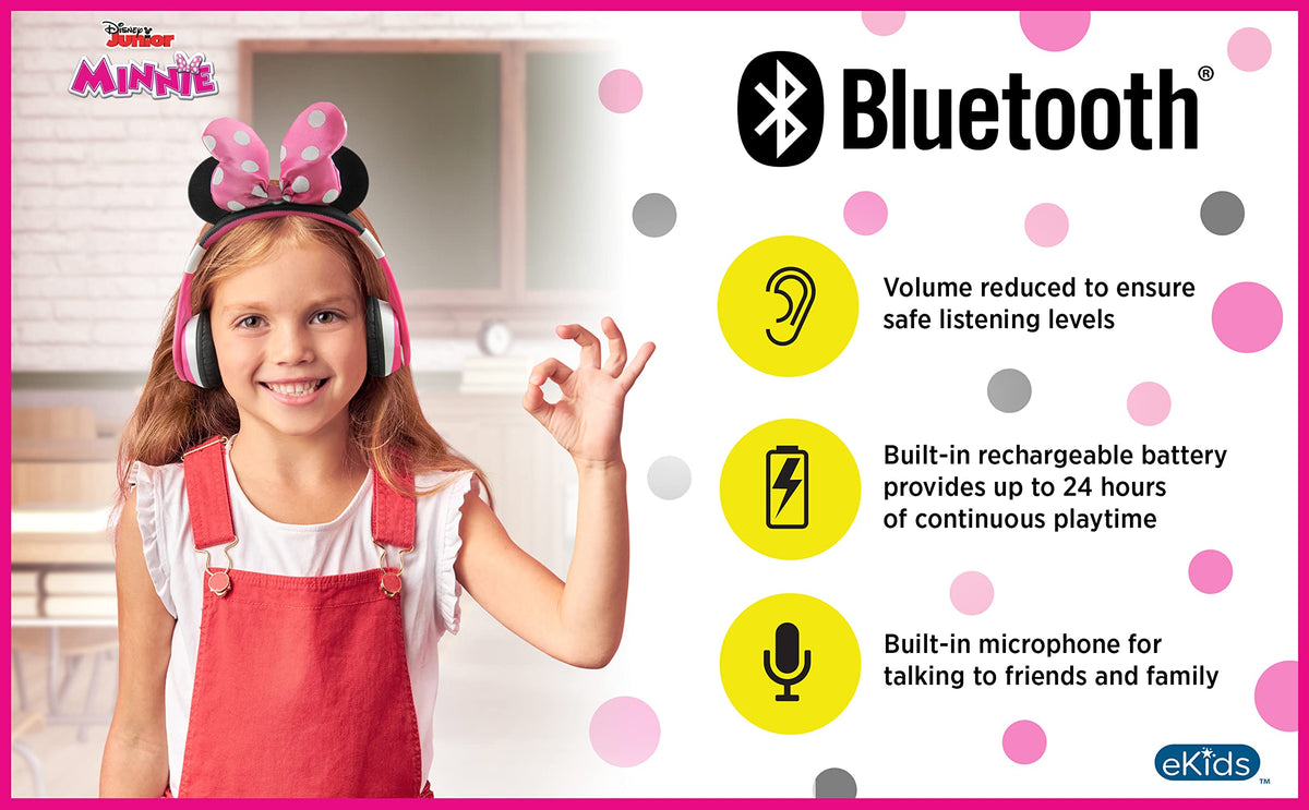 eKids Minnie Mouse earcup close-up with soft cushions for comfortable wear