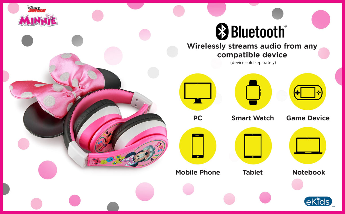 eKids Minnie Mouse worn by a child enjoying media with comfortable fit