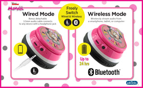 eKids Minnie Mouse 3.5mm wired cable and audio port for backup use