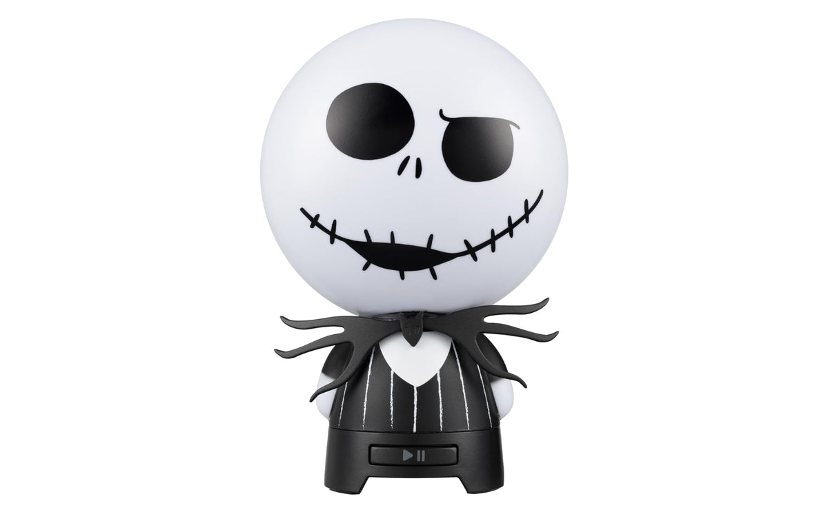 eKids Nightmare Before Christmas design Bluetooth speaker featuring Jack Skellington, ideal desk companion.