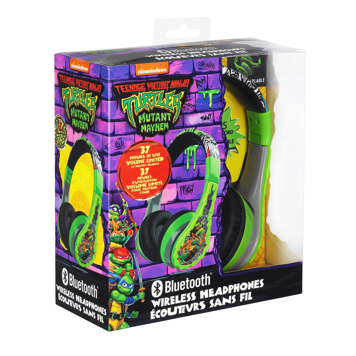 Included 3.5mm aux cable for wired listening with eKids Ninja Turtles headphones