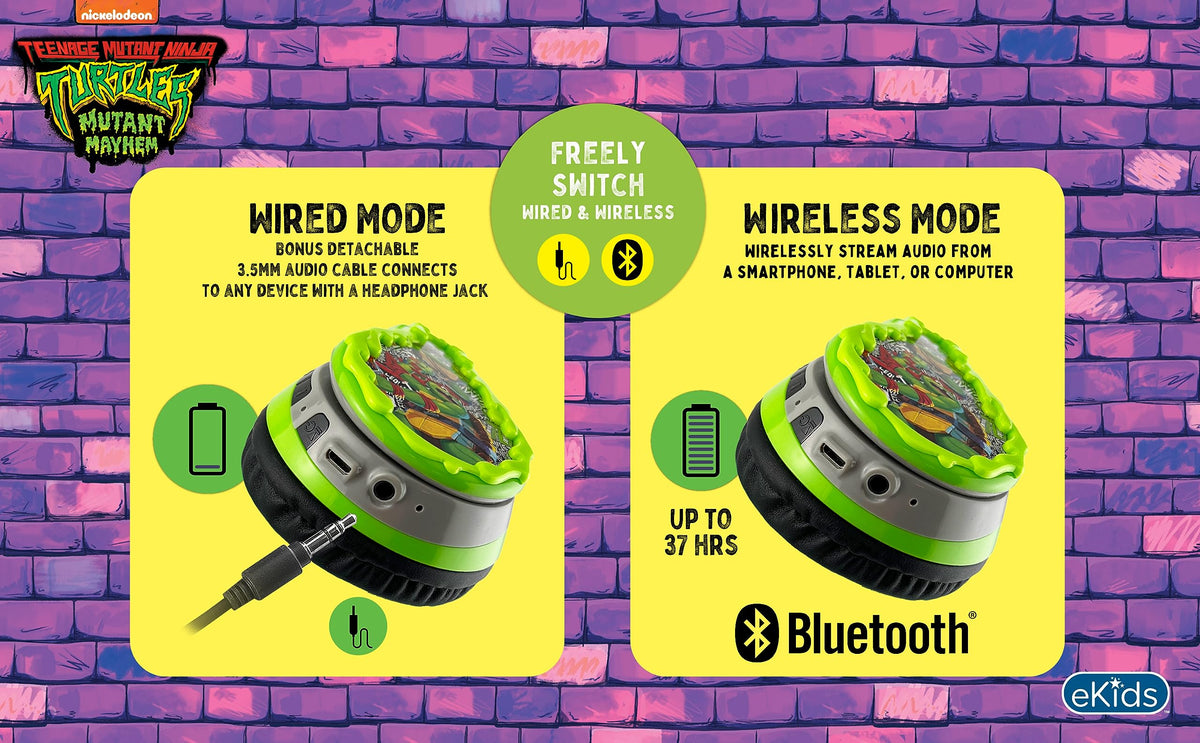 eKids Ninja Turtles headphones inside a bag for travel