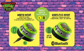 eKids Ninja Turtles headphones inside a bag for travel