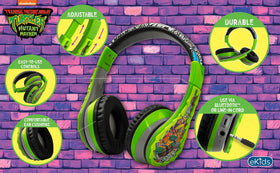 eKids Ninja Turtles headphones wireless use with tablet, ideal for kids media