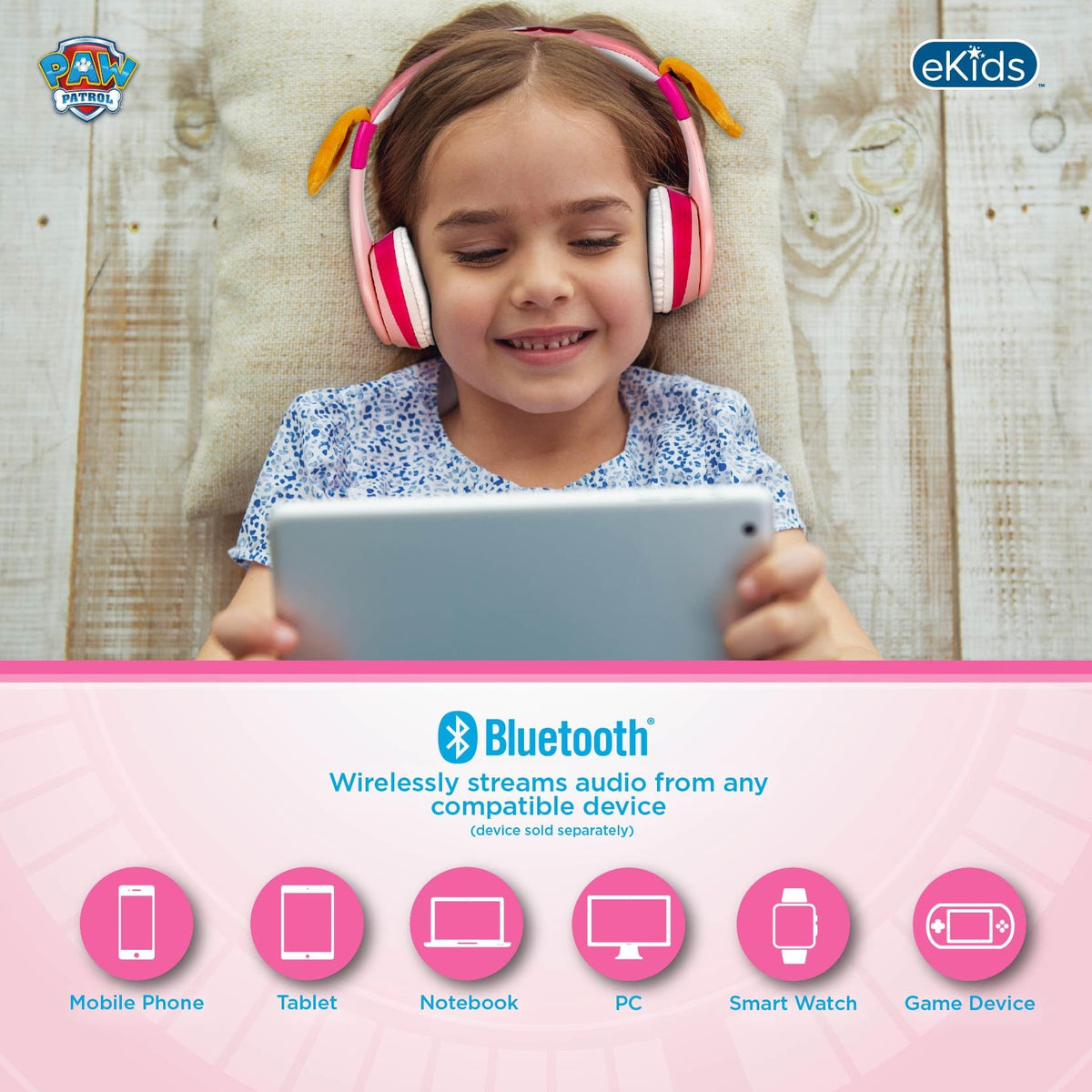 eKids folded compact headphones showing travel-ready portability and easy storage