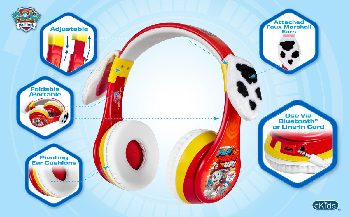 eKids Paw Patrol Marshall folded side profile highlighting portability and storage