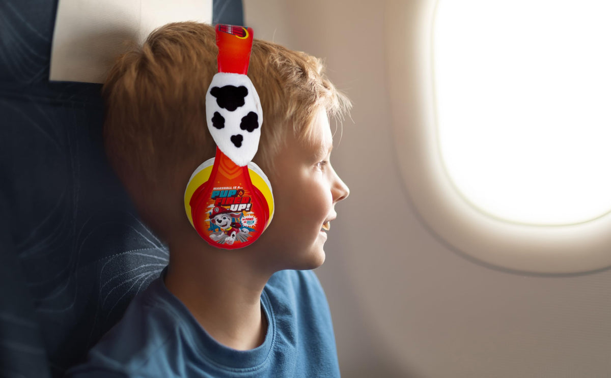 eKids Paw Patrol Marshall paired with 3.5mm cable showing wired backup option