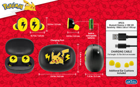 ekids Pokemon earbuds include small medium and large cushions for a tailored fit.