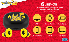 ekids Pokemon true wireless earbuds with microphone for easy hands-free calls.