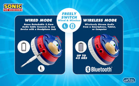 eKids Sonic aux and charging cables included for wired use