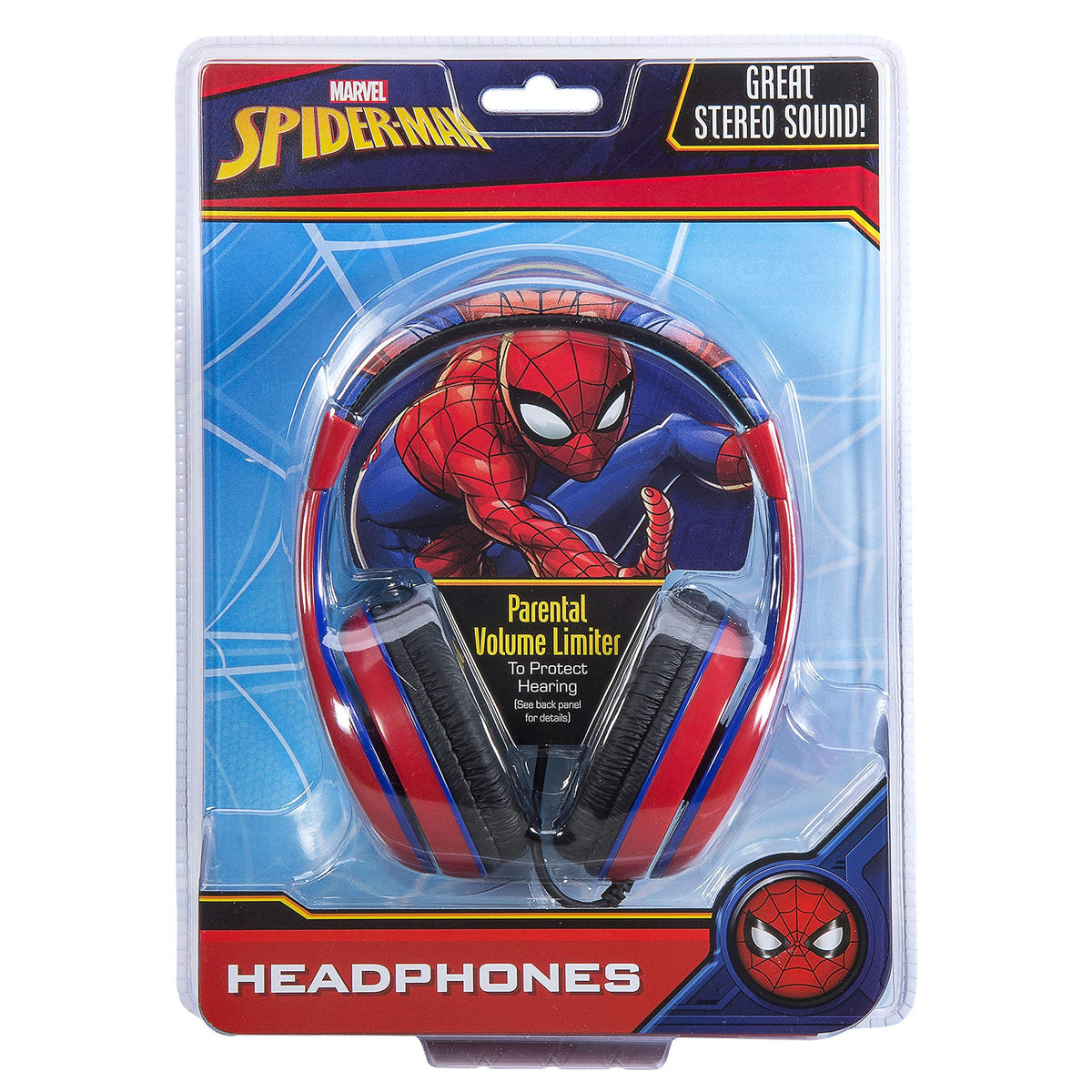 eKids Spiderman child wearing headphones showing comfortable fit and focused listening