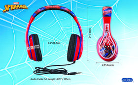 eKids Spiderman volume control switch detail showing parental volume-limiting benefit
