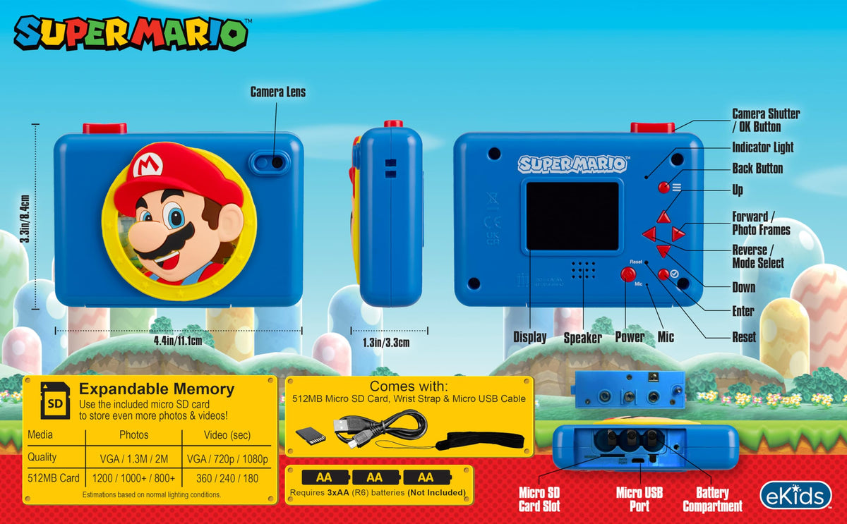 eKids Super Mario close-up of large buttons and controls for easy child operation