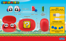 eKids Super Mario ear cushions in three sizes for a secure seal.