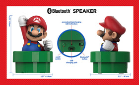 ekids Super Mario portable speaker ready for adventures anywhere.