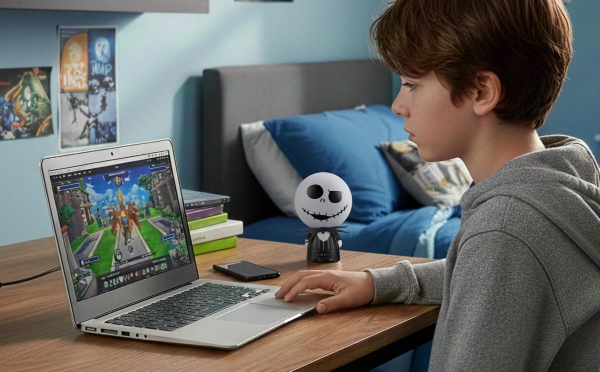 eKids USB-C rechargeable compact speaker for easy charging anywhere.