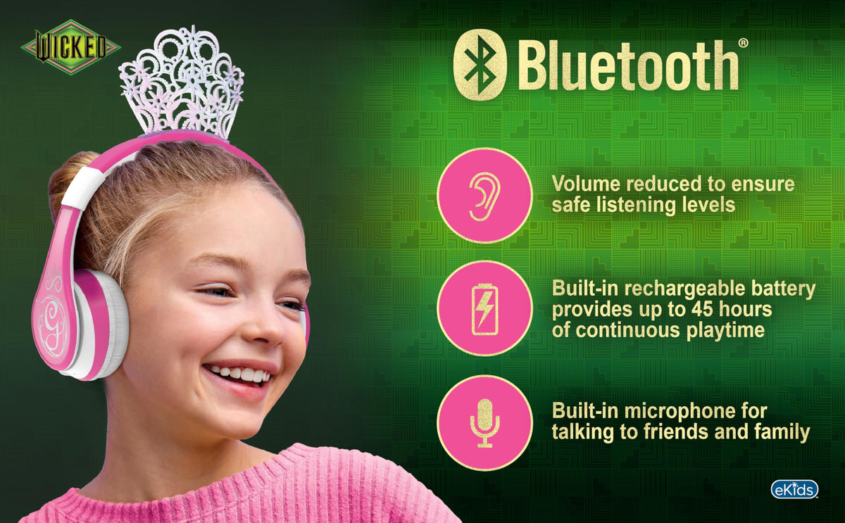 eKids Wicked Glinda ear cup close-up with soft cushion for comfortable listening