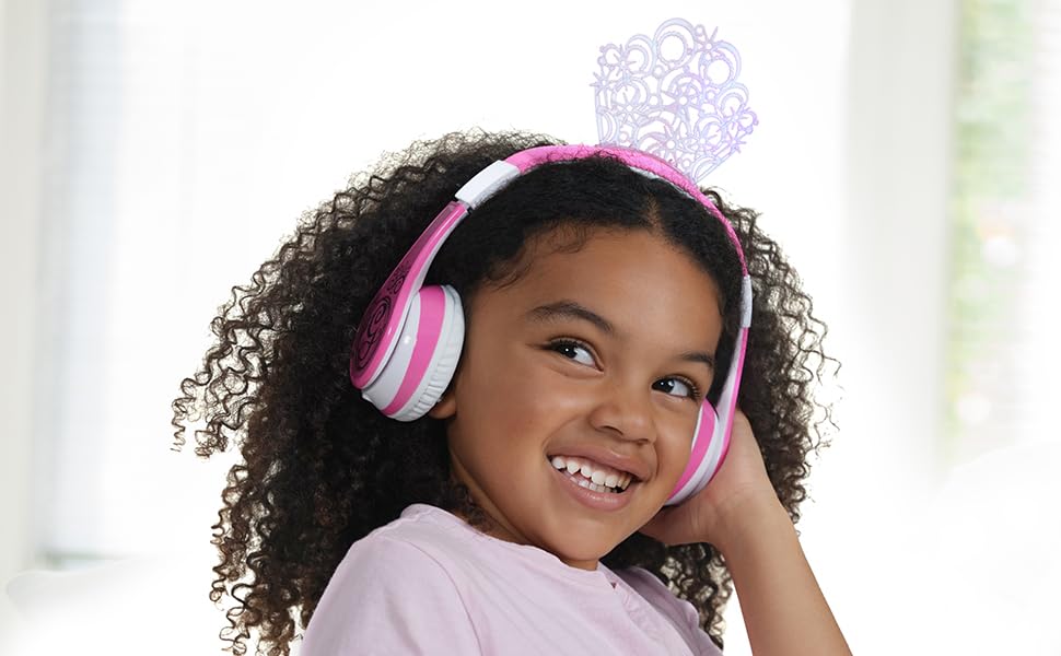 eKids Wicked Glinda headband adjustment demonstrating secure size fit for kids