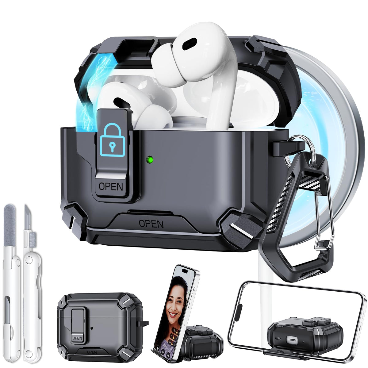 Ekoonpft AirPods Pro case front view shows sleek protection for daily carry