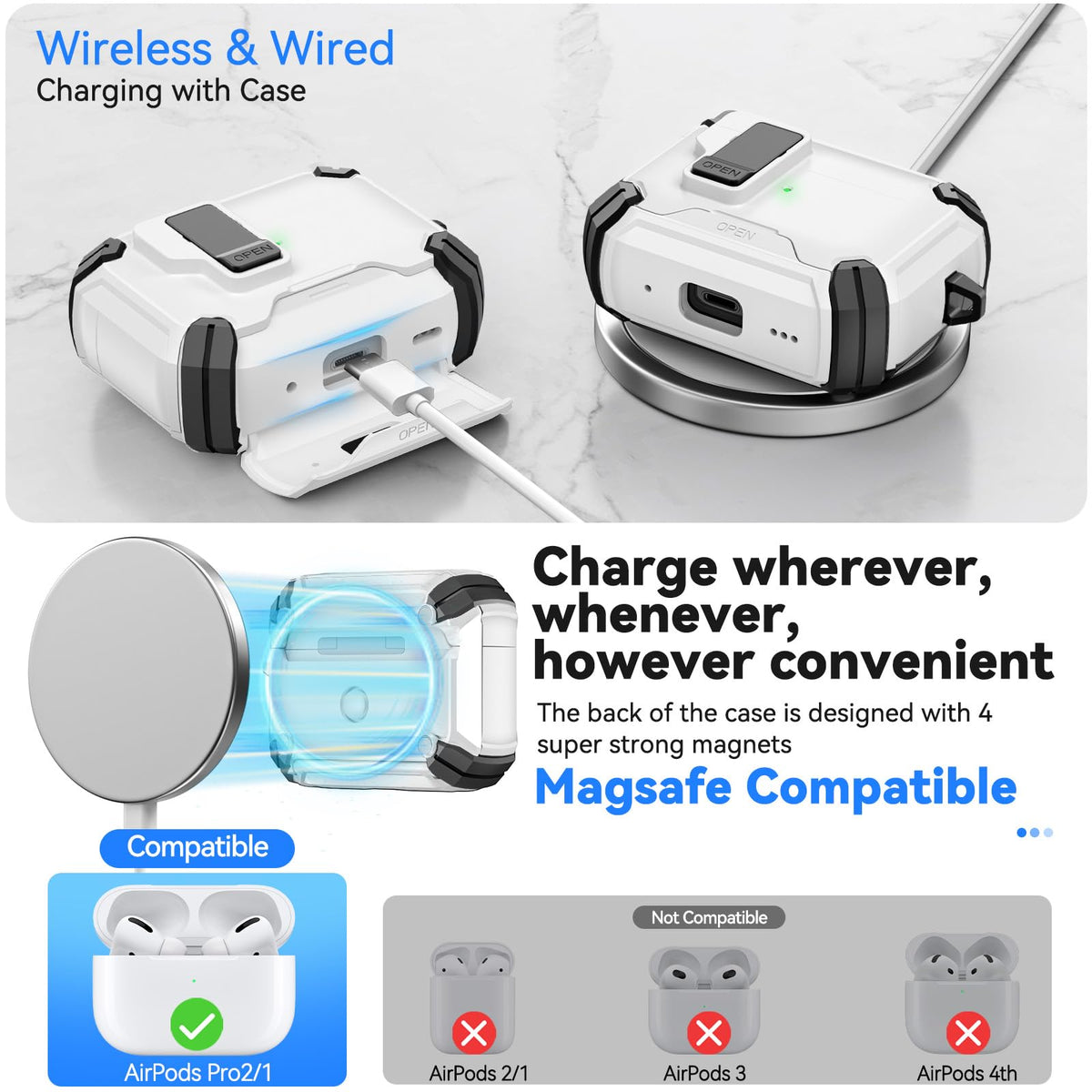 Ekoonpft AirPods Pro 2 case with durable outer shell for drop protection