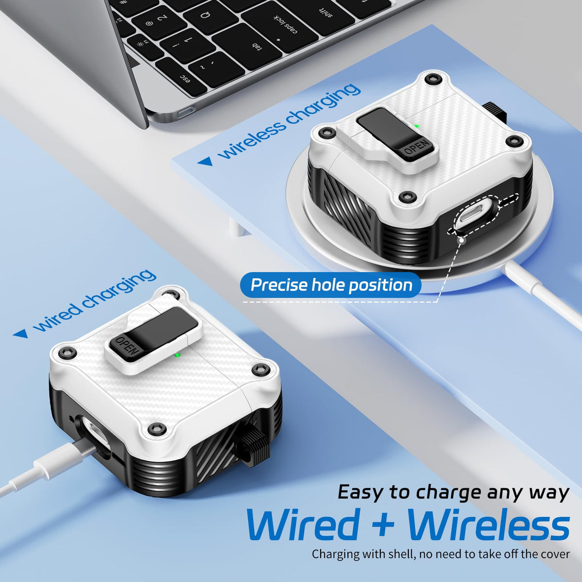 Ekoonpft AirPods 4 case with keychain for convenient carry.