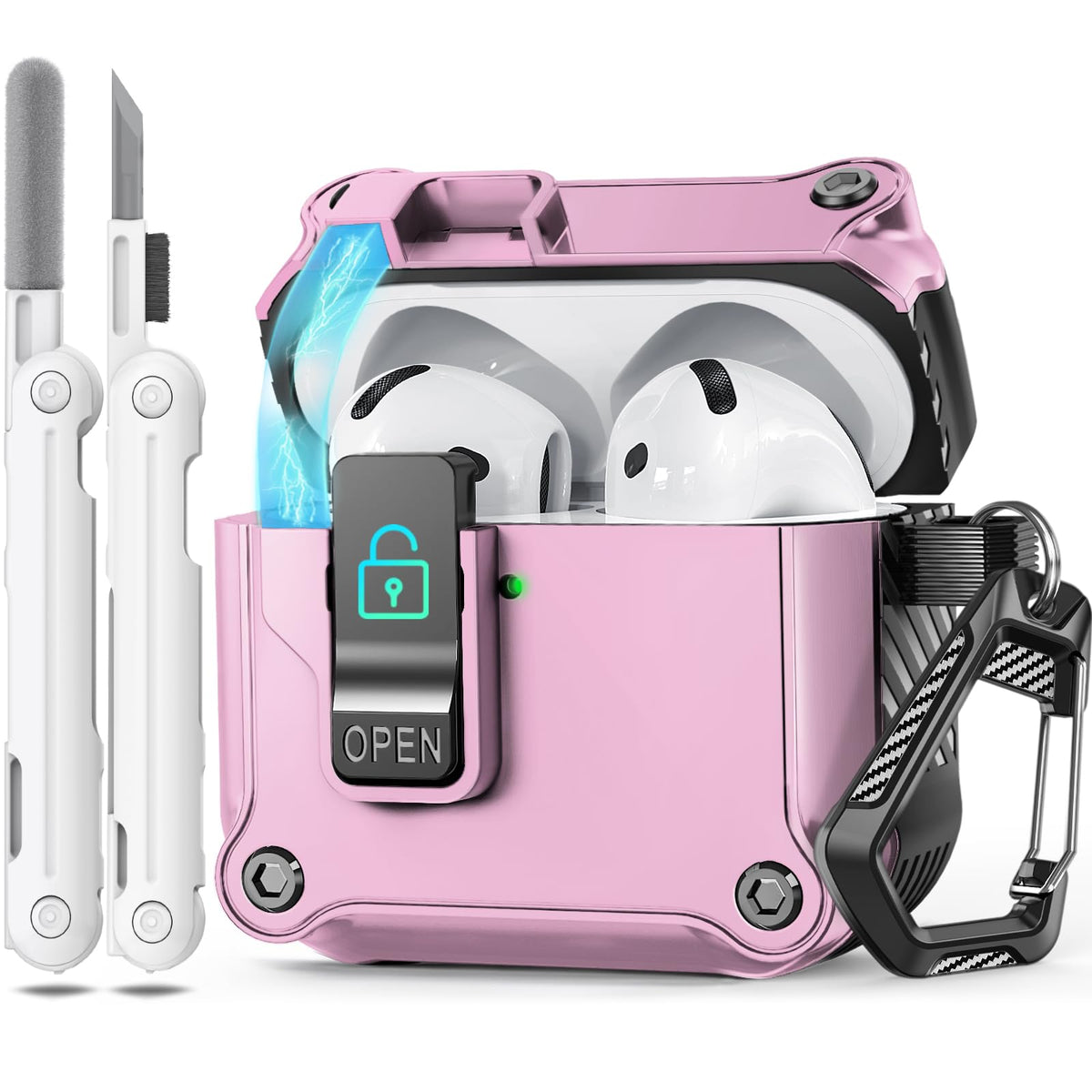 Ekoonpft AirPods 4 case with secure lock for safe travel.