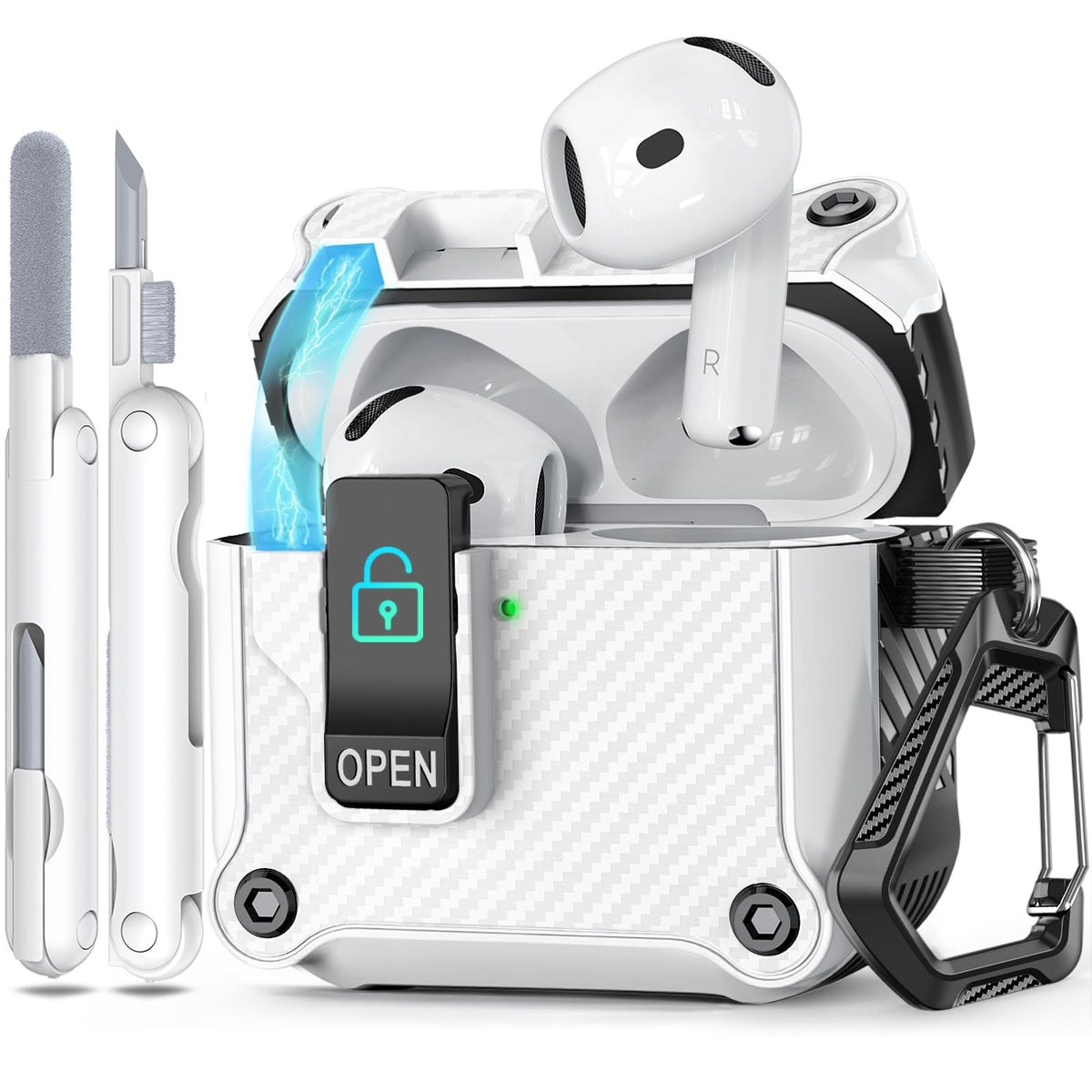 Ekoonpft AirPods 4 case with secure lock for safe transport.