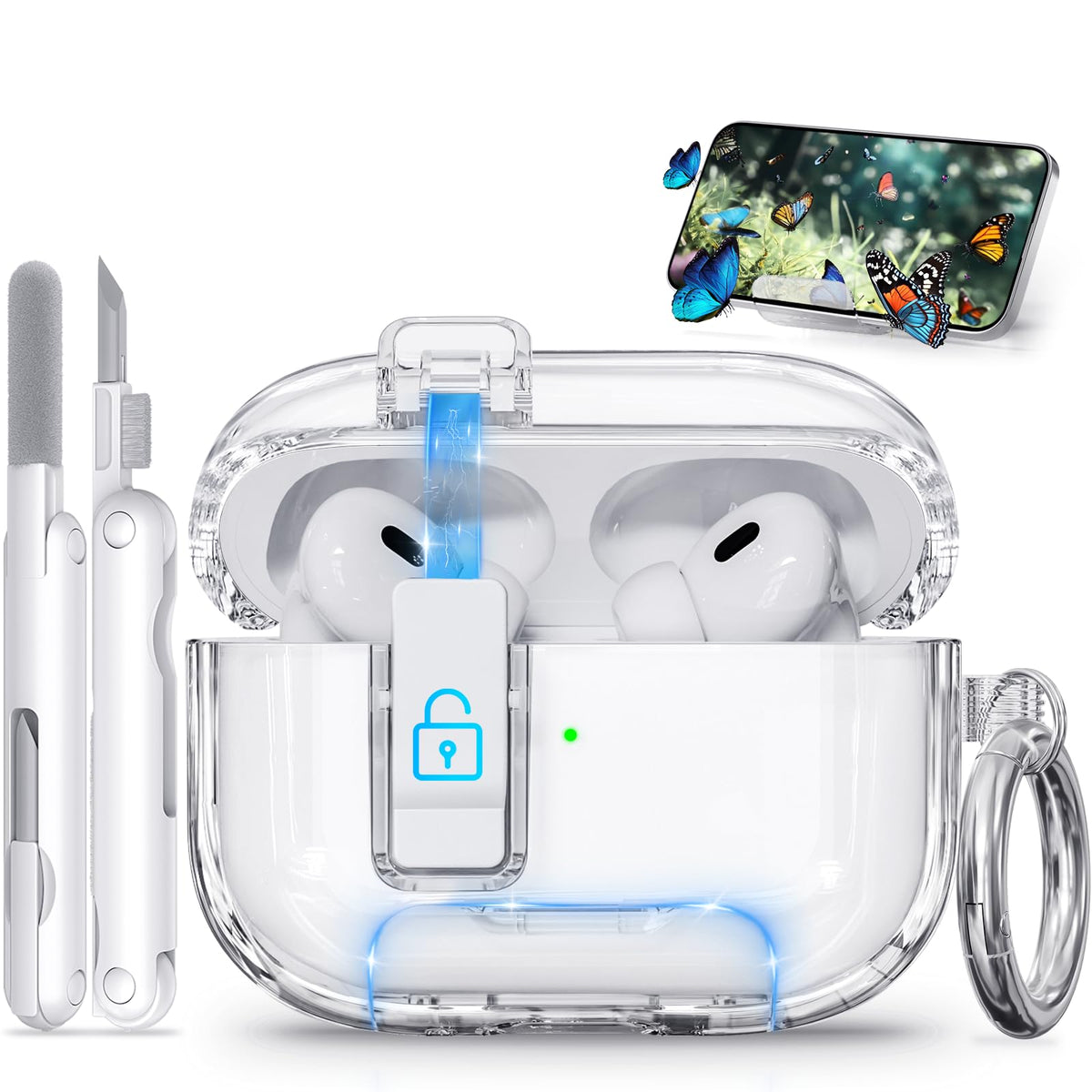 Ekoonpft clear white case front view showing slim profile and protection