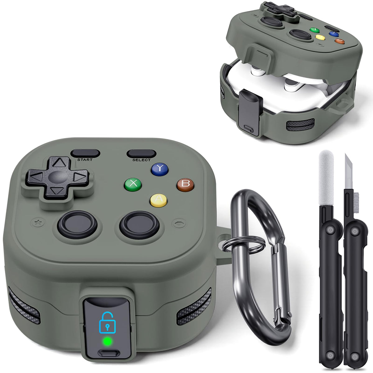 Ekoonpft Galaxy Buds 4 Pro case in gray-green offers durable daily protection.