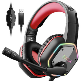 EKSA E1000 front view showing red finish and RGB lighting for stylish gaming