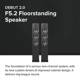 ELAC Debut 2.0 F5.2 tweeter closeup highlights the cloth dome for crisp highs