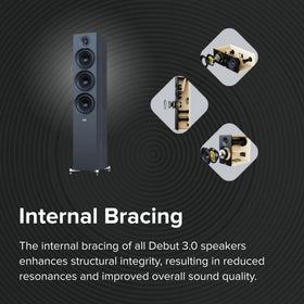 ELAC Debut 3.0 DB63-BK cabinet texture in black ash