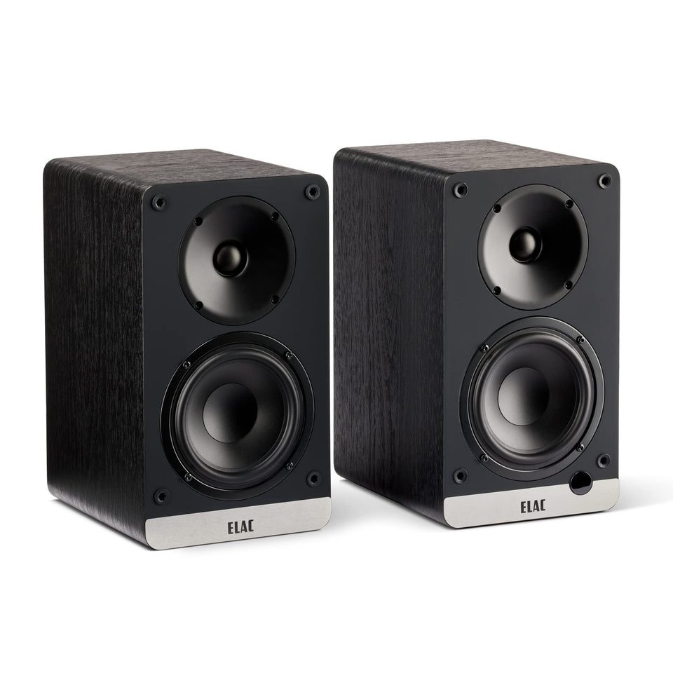 ELAC Debut ConneX front view shows a compact bookshelf design for easy TV audio.